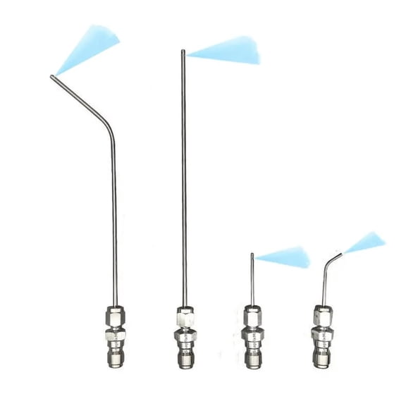 High Pressure Washer Nozzle Kit, 4-Pack 1/4 Quick Connect Stainless Steel Spray Set, Straight Curved Needle Wand, Heavy Duty Cleaner for Washer AC Maintenance