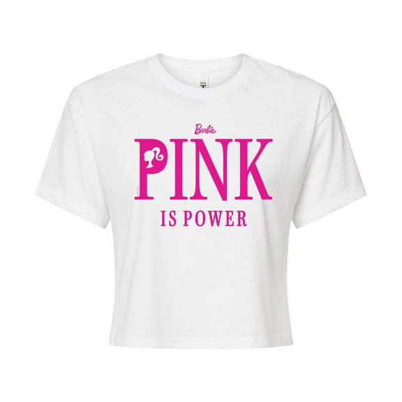 Barbie - Pink is Power - Juniors Cropped Cotton Blend T-Shirt