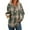 Dark Green, variant on WTOBBY Women's Fashion Lightweight Long Sleeve Pullover with Pockets Preppy Graphic Hoodie, Retro Button Plaid Design for Casual Wear, Comfortable and Stylish for Daily Use,Dark Green L