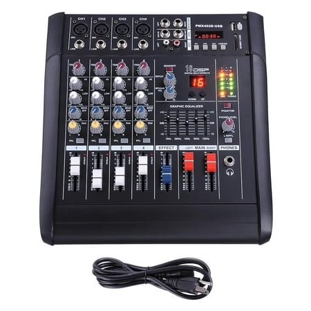 4 Channel Professional Powered Mixer w/ USB Slot Power Mixing 11x13x5
