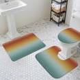 thumbnail image 3 of Bohemian Gradient Green Bathroom Rugs Set Modern Minimalist Orange Yellow Ocean Beach Non Slip Absorbent Soft Bath Mats 3 Piece Set with Bathroom Rug, U-Shaped Floor Mat, Toilet Seat Cover Large Size, 3 of 9