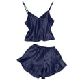 thumbnail image 4 of HCYSFG Women's Satin Pajama Sets 2 Piece V Neck Sleeveless Spaghetti Strap Cami Top Shorts Sleepwear Pjs Set, 4 of 4