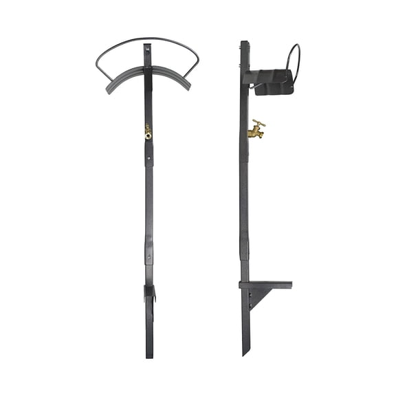 Yard Butler HCF-3KDS Free Standing Garden Hose Holder with Faucet, Silver