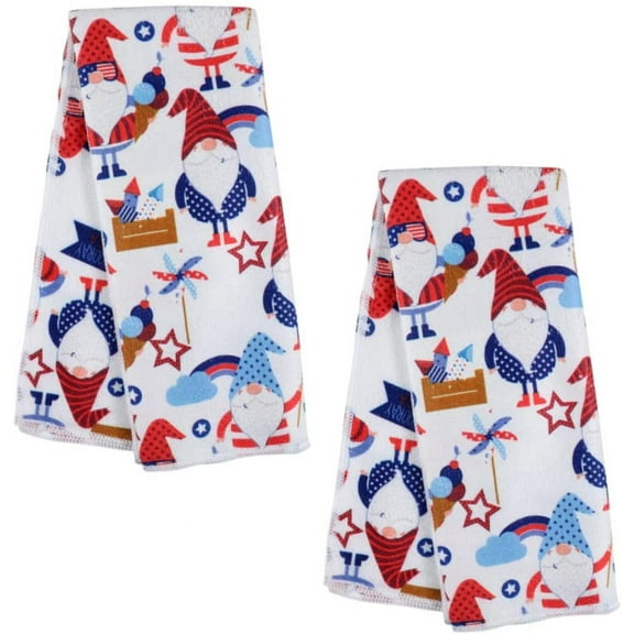 AOTA - Set of 2 Decorative Gnomes 4th of July Patriotic Kitchen Towels, 15x25 in