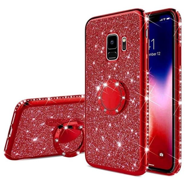 Funda blanda con anillo ostentoso de lujo para Samsung Galaxy S8 S9 S10 Plus A10 A20 A20E A30 A40 A50 A70 A12 A52 A72 A52S M12 Tan Jianjun unisex