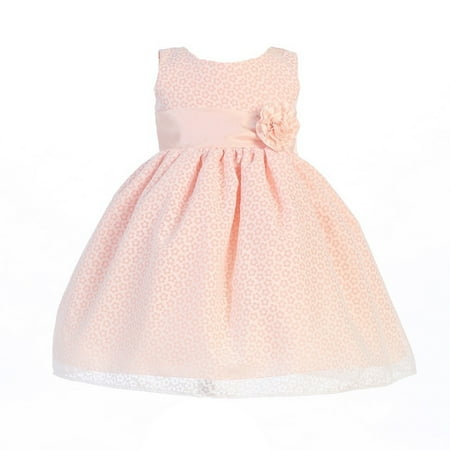 Baby Girls Peach Cotton Burnout Special Occasion Dress 12 18m