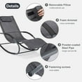thumbnail image 6 of Outdoor Armrest  Lounge Chair, Chaise Lounge with Removable Pillow, 266 lbs Capacity, Dark Gray, 6 of 8