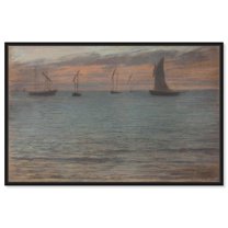A Seascape at Sunset 1880s Canvas Coastal Classic Art by Art Remedy, Black Frame, 36" x 24"