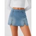 thumbnail image 5 of EMMIOL Women's Mid-Low Waisted Stretch Denim Mini Skort Y2K Casual Jean Skirt with Built-in Shorts, 5 of 7