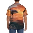 thumbnail image 3 of Pofeuu Sunset Dancing Dolphin B Print Mens Casual Short Sleeve Shirts Beach Summer Spread Collar Pocket Tops Men's Casual Short-sleeved Shirt-Medium, 3 of 5
