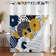 thumbnail image 4 of MIZHONA Blue Floral Shower Curtain with Snap in Liner,Yellow and White No Hook Bathroom Curtain,71"× 71", 4 of 6