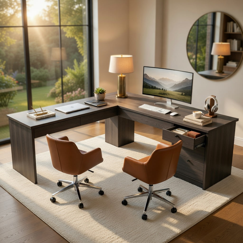 Spaco 66 Inch L-Shape Writing Desk with Power Station Pull Out Keyboard Tray Storage Drawers Adjustable Shelf Cable Organizer Dark Gray Home Office Desk, Dark Gray