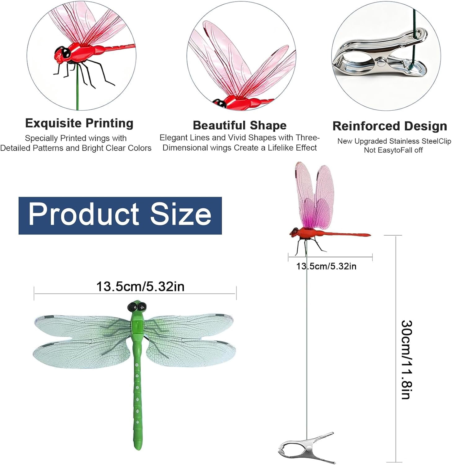 3D Fake Dragonfly Clips Bug Repellent Bird Scare Devices 20 Pack for Indoor Outdoor Garden