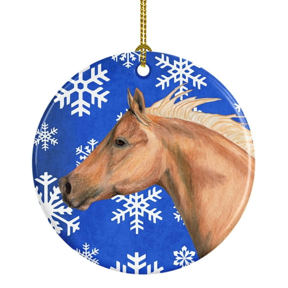 Carolines Treasures SB3145CO1 Horse Winter Snowflakes Holiday Ceramic Ornament 3 in multicolor