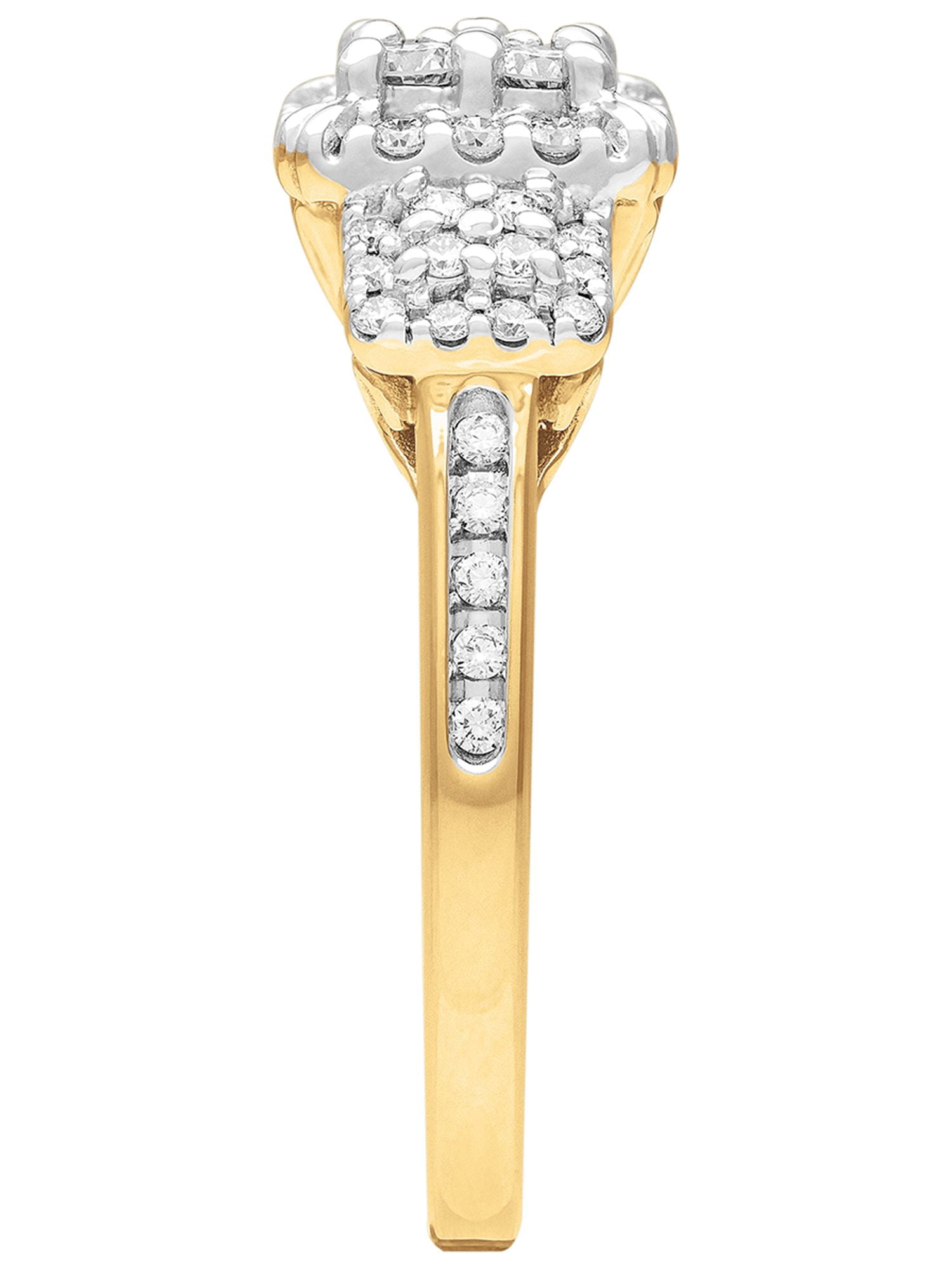 1/2 Carat TW Lab-Grown Diamond 18k Yellow Gold-Plated Sterling Silver Women's "Lux" Engagement Ring