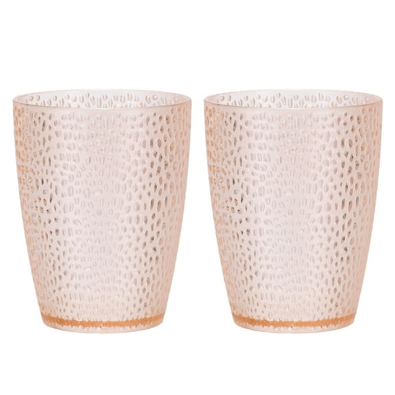 Uxcell Clear Plastic Reusable Drinking Glasses, 9.8oz Hobnail Drinking Glasses Set Plastic Water Cup Unbreakable Stackable for Beer Cocktail Water Juice Whiskey(Pink, 2Pcs)