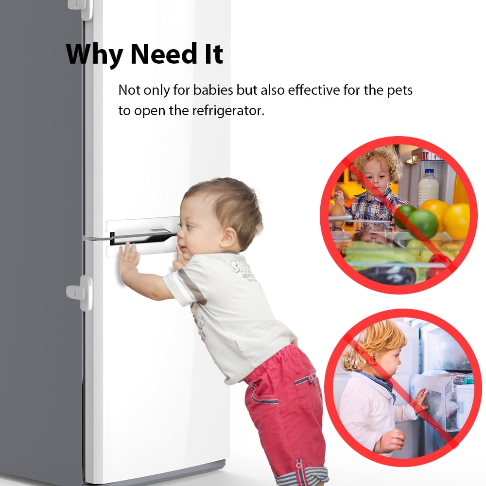 Peralng Home Refrigerator Fridge Freezer Door Lock, Latch Catch Toddler Kids Child Fridge Locks Baby Safety Child Lock, Easy to Install AN, White