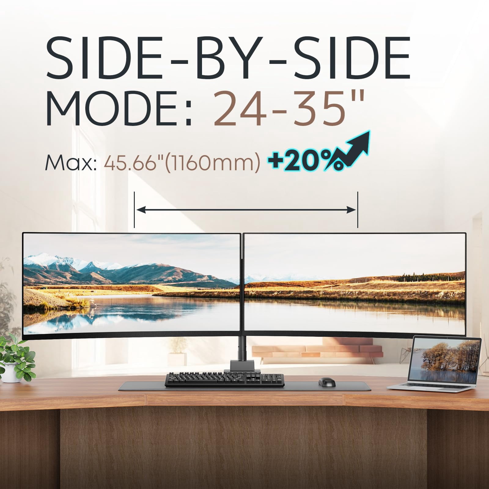 PUTORSEN 24-57 inch Dual Vertical Monitor Mount, Heavy Duty Monitor Arm for 2 Monitors, up to 59.4 lbs, Extra Tall/Wide Adjustable, Premium Aluminum Dual Monitor Desk Mount, VESA 75x75-200x200 mm