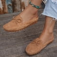 thumbnail image 5 of Bow Backless Loafer Mules for Women Soft Comfortable Dressy Slide on Shoes Women Lightweight Leather Closed Toe Mule Flats, 38, 5 of 9