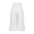 thumbnail image 4 of Mohiass Wide Leg Capri Pants for Women Plus Size Cotton Linen Capri Pants for Women Pull on Summer High Waisted Smocked Womens Capri Pants with Pockets White L, 4 of 6