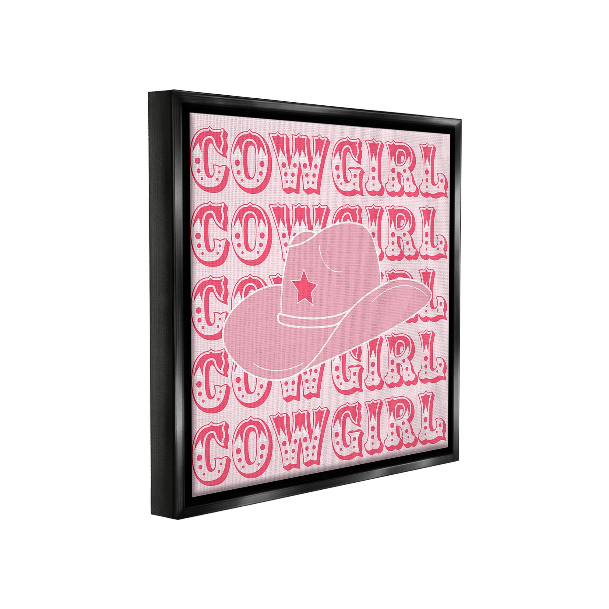 Stupell Industries Blush Pink Cowgirl Beauty & Fashion Painting Black Floater Framed Canvas Art Print Wall Art, 25 x 25