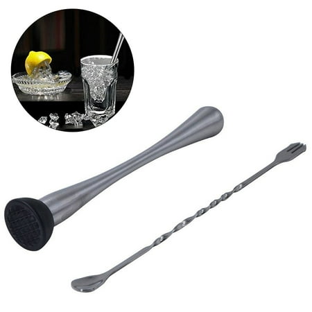 

Stainless Steel Cocktail Muddler and Mixing Spoon Make Flavour Bursting Cocktails With Ease for Bar Pub Home Use (32cm)