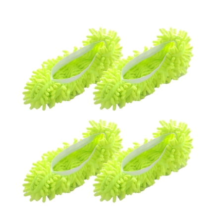 TELOLY 2 Pairs Mop Slippers for Floor Cleaning,4 Pieces Microfiber Reusable Mop Shoes for Women Washable Mop Socks for Foot Hair Cleaners Home Office Bathroom Kitchen
