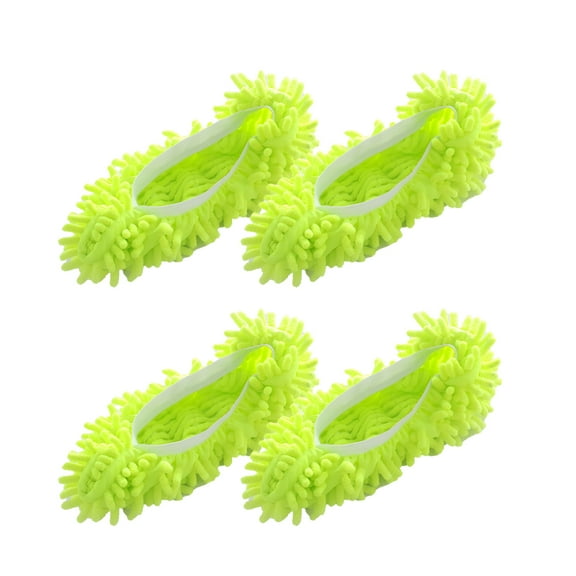 TELOLY 2 Pairs Mop Slippers for Floor Cleaning,4 Pieces Microfiber Reusable Mop Shoes for Women Washable Mop Socks for Foot Hair Cleaners Home Office Bathroom Kitchen