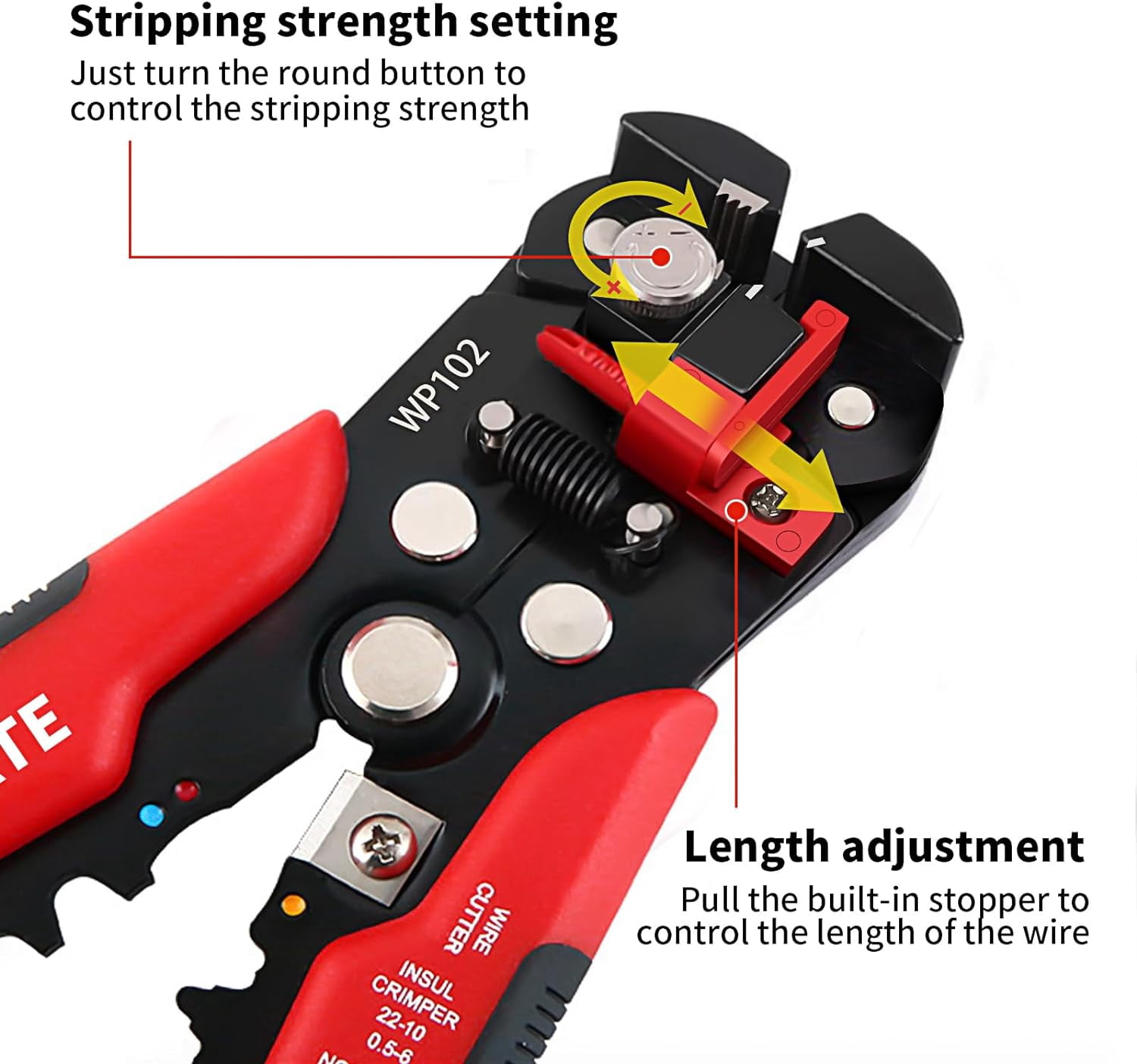 YARRAMATE 10-24 AWG Self Adjusting Wire Stripper/Wire Crimper/Wire Cutter - 3 in 1 Automatic Universal Wire Stripping Tool | Multifunctional Wire stripper and Crimping Tool, 8 Inch