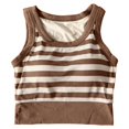 thumbnail image 6 of MNCEKFOD Womens Tank Top With Built In Bra Casual Striped Padded Tank Tops Cropped Waist Short Style Elastic Summer Daily Outer Tops Camisoles For Women For Under Clothes Coffee S, 6 of 6