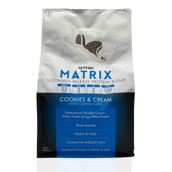Syntrax Matrix Sustained-Release Protein Powder Blend - Muscle Support - Cookies and Cream - 5 lb