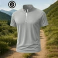 thumbnail image 5 of Vhkiploz Active Workout Tops for Men Zipper Short Sleeve V-Neck Summer Shirt Casual Training Running Business Work Vacation Casual Solid Color Blouse, 5 of 5