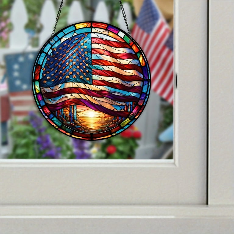 Happy Boricua waiving flag stainglass outlet suncatcher