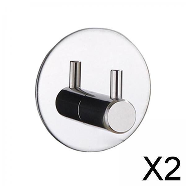 Gancho De Acero Inoxidable 2x304, Gancho Adhesivo Fuerte Para Puerta Trasera, 14-1- Plateado 2 piezas