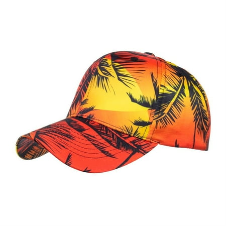 

PANOEGSN Casual Breathable Sun Hat Flower Print Beach Adjustable Baseball Cap Women Men Hip Hop Hat Trend