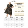 thumbnail image 5 of GRACE & GRANDEUR Women's Plus Size Dress Flare Short Sleeves Floral Peplum Summer Midi Dress 1X Black, 5 of 5