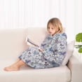 thumbnail image 4 of Purple Butterfly Pattern Blanket Hoodies for Kids 6-13YR Oversize Wearable Blanket Hoodies for Boys Girls Teens, 4 of 7