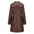thumbnail image 3 of Defitshape Women's Pu Faux Leather Coat Button Down Pockets Single Breasted Trench Coat Casual Lapel Collar Long Sleeve Fall Top Long Blazer Jacket Coffee X-Large, 3 of 5