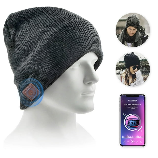 Bluetooth Beanie Hat for Men Women, Upgraded Wireless Bluetooth 5.0 Beanie Hat with Headphones Headset Earphone Knitted Beanie with Stereo Speakers and Mic for Women Men
