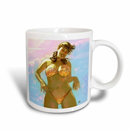 Sexy Mug - 3dRose Beach Swimsuit Bikini Sexy Girl, Ceramic Mug, 11-ounce