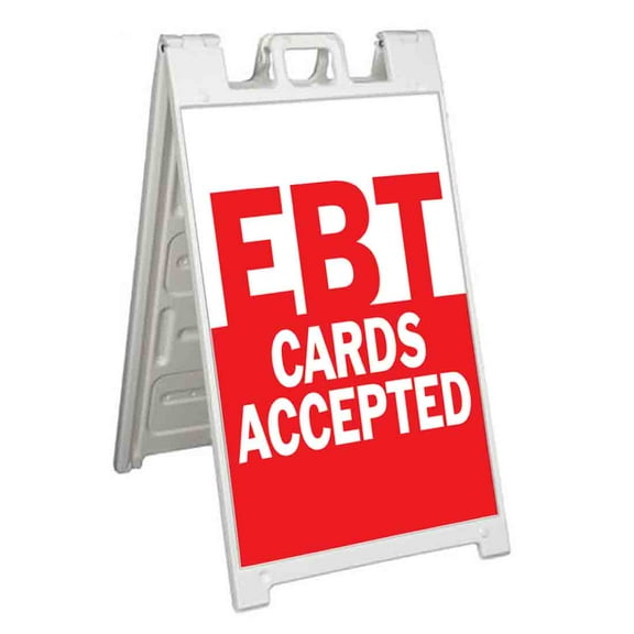 EBT Cards Accepted (24" X 36") Standard A-Frame Signicade, Includes Decal Applied To Stand