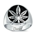 thumbnail image 5 of Bling Jewelry Mens Mens Silver Ring with Cannabis Leaf Medallion Oxidized Sterling Silver Handmade, 5 of 5