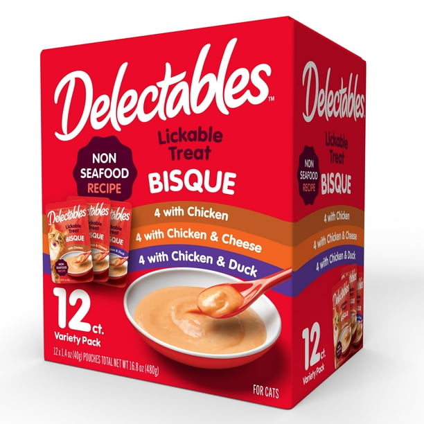 Hartz Delectables Bisque NonSeafood Lickable Wet Cat Treats Variety