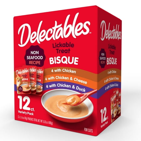 UPC: 0032700129590 | Hartz Delectables Bisque Non-Seafood Lickable Wet Cat Treats Variety Pack  12 Count