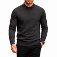 thumbnail image 2 of FOPSUFGWFO Men's Knit Sweaters 2 in 1 Crew Neck Sweatshirts With Shirt Collar Long Sleeve Pullover Tops for Business L, 2 of 6