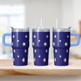 thumbnail image 2 of Reusable 20oz Textured Tumbler with Geometric Handle, Stainless Steel Double Wall Travel Mug, Leak Proof Insulated Cup Straw, 2 of 5