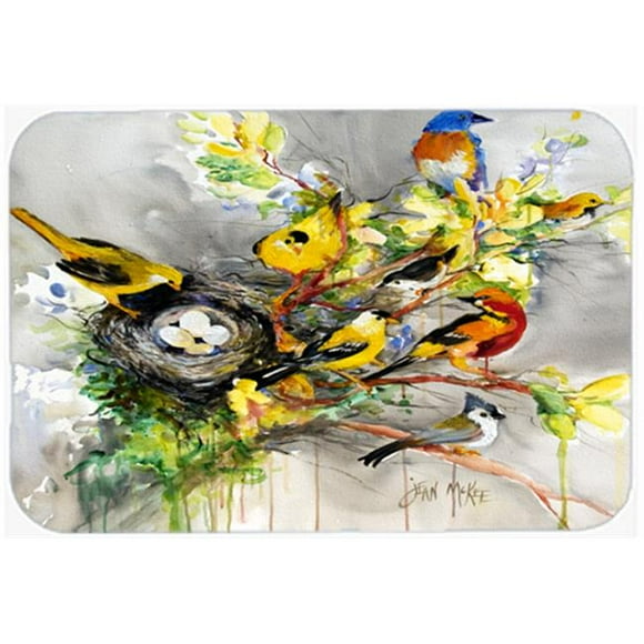 Carolines Treasures JMK1024LCB Spring Birds Glass Cutting Board, Large