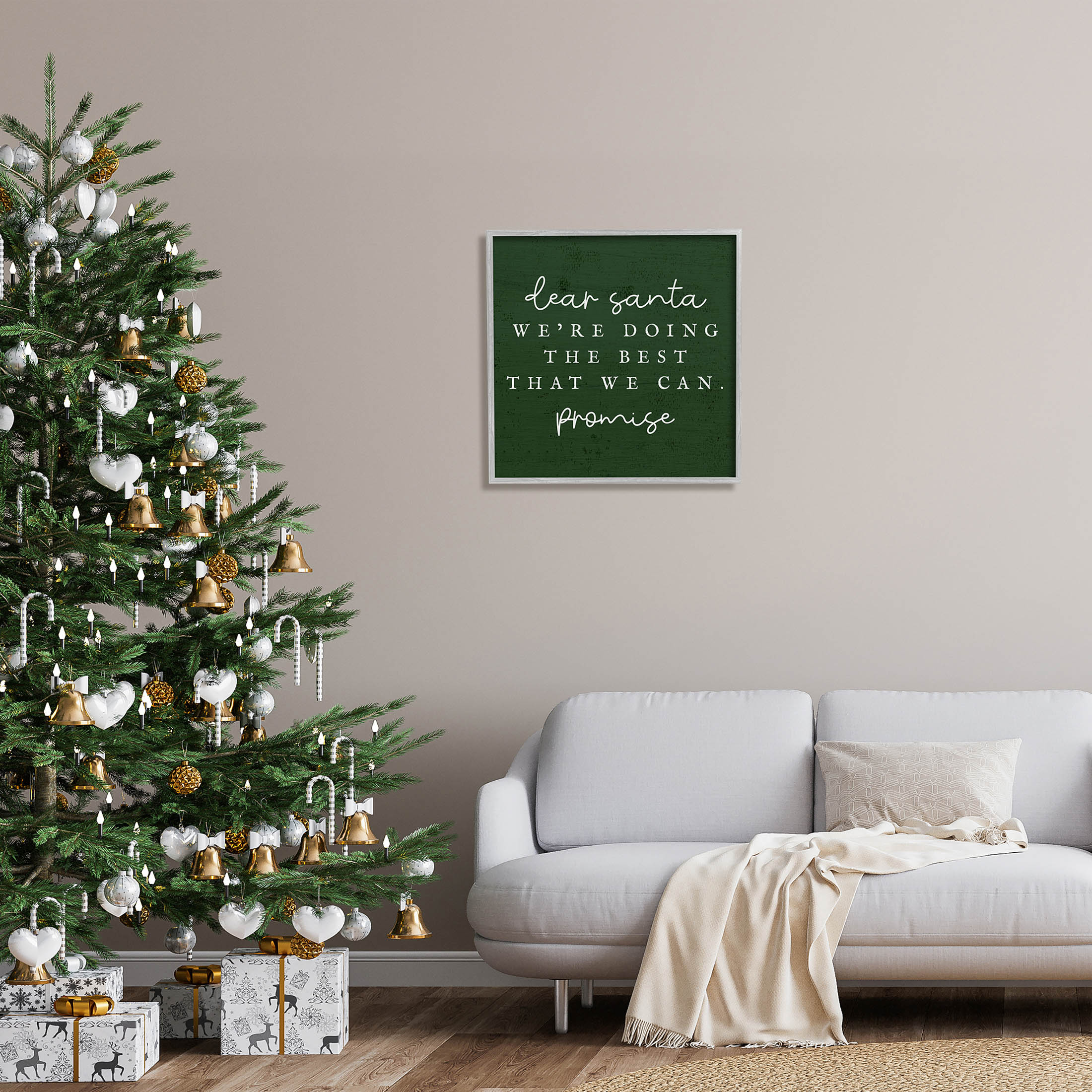 Dear Santa Best We Can Phrase Holiday Graphic Art Gray Framed Art Print Wall Art