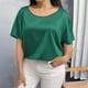 thumbnail image 5 of Camiseta Casual de Cuello Redondo de Color Sólido, Camisetas de Verano de Tamaño Más de las Mujeres para el Uso Diario, 5 of 6