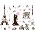 thumbnail image 2 of Eiffel Tower Wall Sticker Romantic Paris Love and Bike Wall Sticker Removable Vinyl Home Decor Wall Art DIY Art PVC Wall Decal for Living Room Bedroom, 2 of 9